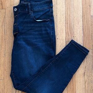 Dark Blue Women's Jeans with Button up fly